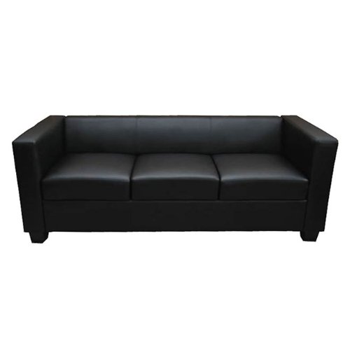 Mendler 3er Sofa Couch Loungesofa Lille ~ Kunstleder, schwarz