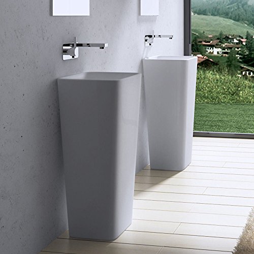 40x35x82 cm Design Standwaschbecken Colossum31 aus Gussmarmor Waschtisch Waschplatz Stand Säule