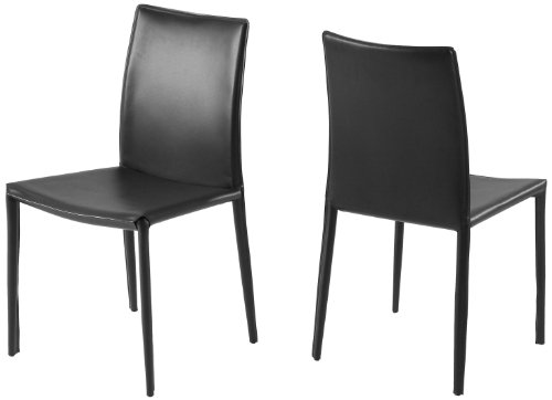 AC Design Furniture 0000054928 Esszimmerstuhl, 2-er Set EMMA, 100% regeneriertes Leder, schwarz