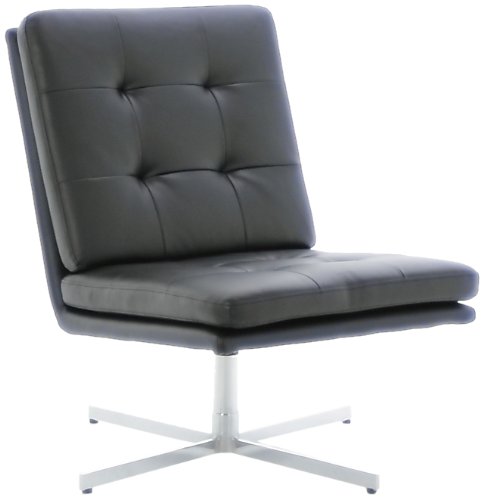AC Design Furniture 39805 Sessel Nils, Bezug Kunstleder schwarz, Gestell Metall verchromt