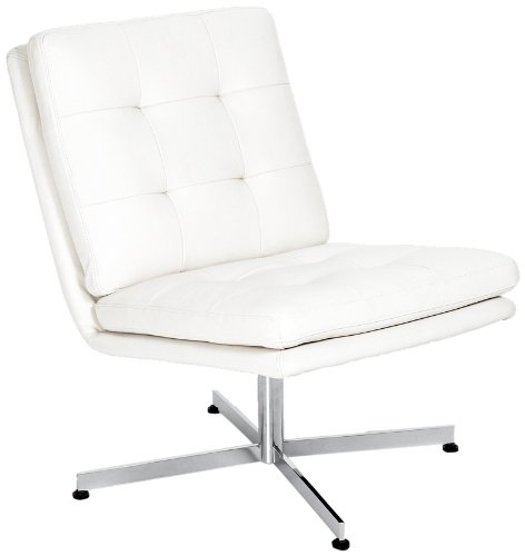 AC Design Furniture 40941 Sessel Nils, Bezug Kunstleder weiß, Gestell Metall verchromt