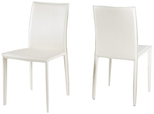 AC Design Furniture 42338 Esszimmerstuhl 2-er Set Emma, 100% regeneriertes Leder weiß