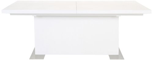 AC Design Furniture H000011171 Esstisch Jonas, inklusive 1 Einlegeplatte innenliegend, ca. 130(180) x 75 x 90 cm, weiß hochglanz