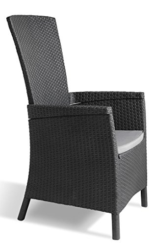 Allibert 223870 verstellbarer Dining Sessel Vermont, Kunststoffstühle Garte, grau, 64 x 68 x 107 cm