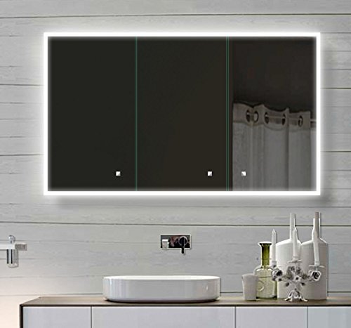 Alu Badschrank badezimmer spiegelschrank bad LED Beleuchtung 120 x 70cm SAC120H70