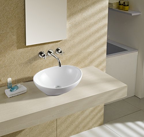 Art-of-Baan® - Design Waschbecken, Waschschale Aufsatz 410*330*145 mm reinweiß, (Oval)