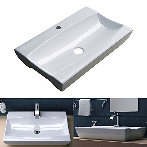 BTH: 48x32x10,5cm Design-Aufsatzwaschbecken inkl. Nano-Beschichtung aus Keramik | Hand-Waschbecken / Waschtisch
