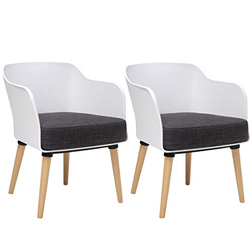 BUTIK Design Esszimmerstuhl Sax 2er Set - Maße 77x61x49 cm - Sitzkissen aus hochwertiger Baumwolle (weiß/grau)