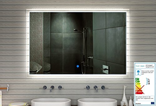Badezimmer Spiegel Wandspiegel LED mit 710 Lumen TOUCH SCHALTER Lichtfarbton kalt/warm einstellbar 60 x 59 cm - MF91060