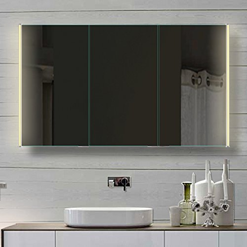 Badezimmer Spiegelschrank mit LED Beleuchtung lichtleistenden Acryl-Streifen 120cm HLC120H72