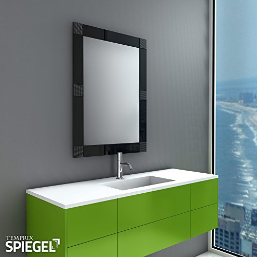 Badezimmerspiegel Schwarz Wandspiegel mit Rahmen "Opus" 80 x 60 cm