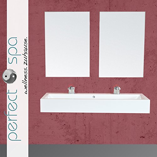perfect-spa Badmöbel-Set Ottawa 1200" Badmöbel-Set mit Spiegel Badezimmer Waschbecken aus Gussmarmor