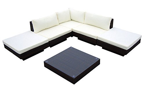 Baidani Gartenmöbel-Sets 10c00002.00001 Designer Rattan Lounge Sunqueen, 1 Sofa, 1 Beistelltisch mit Glasplatte, schwarz