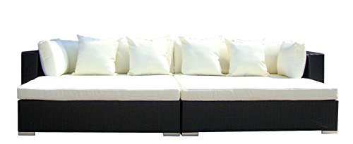 Baidani Gartenmöbel-Sets 10d00001.00001 Designer Rattan Lounge Paradise, 2 Sofas, Sitzauflage, Kissen, schwarz