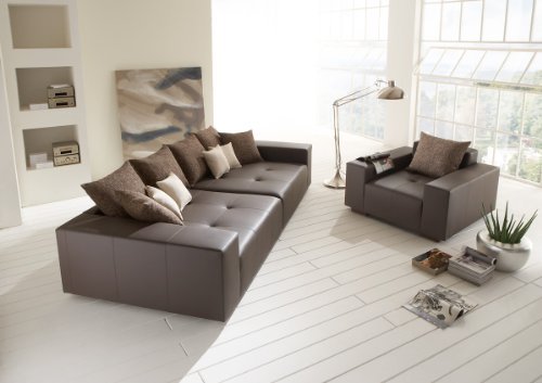 Big Leder Sofa mit Sessel – Made in Germany – Italienisches Leder - Freie Farbwahl ohne Aufpreis aus 26 Lederfarben – Nahezu jedes Sondermaß möglich! Sprechen Sie uns an. Info unter 05226-9845045 oder info@highlight-polstermoebel.de