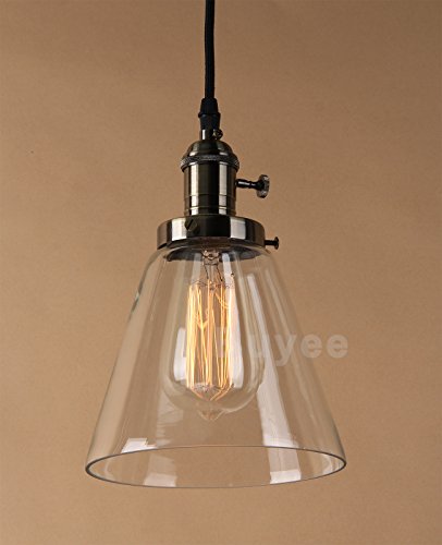 Buyee Lighting Industrielle Edison ein Licht Eisen Body Glass Shade Loft Coffee Bar Küchenhängependelleucht Lampe(Bronze Farbe)