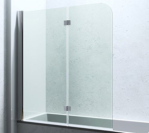 BxH: 120x140 cm Duschabtrennung Duschwand für Badewanne aus Glas Badewannenfaltwand CORTONA1408/inkl. Nanobeschichtung,Badewannenaufsatz, 6mm ESG-Sicherheitsglas,