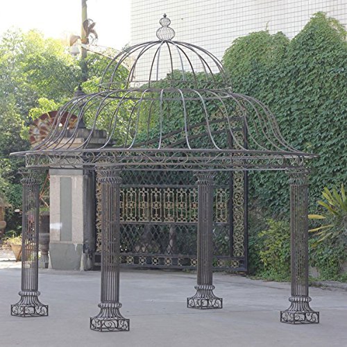 CLP Garten-Pavillon PALAIS, rund Ø 3,70 Meter, Höhe 440 cm, stabiles Eisen (Metall), schlichtes & stilvolles Design Bronze