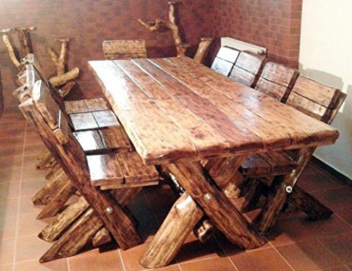 Casa Padrino Esszimmer Set Rustikal - Tisch + 6 Stühle - Eiche Massivholz - Echtholz Möbel Massiv Burgmöbel