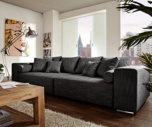 Couch Marbeya Schwarz 290x110 cm mit Schlaffunktion Big-Sofa