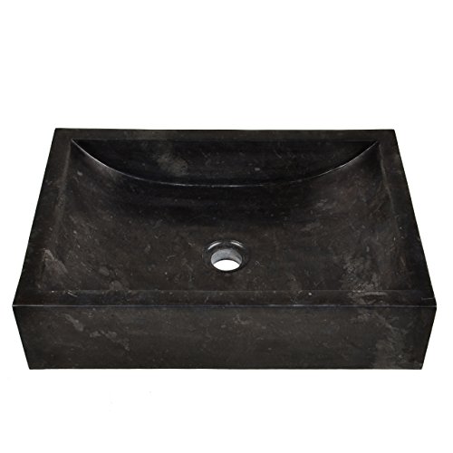 DIVERO Naturstein Aufsatzwaschbecken Handwaschbecken eckig Waschschale Handarbeit Marmor poliert schwarz