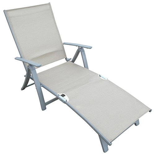 Deckchair Sonnenliege aus Alu + Textilgewebe, champagnerfarben