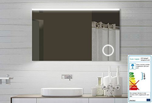 Lux-aqua Design LED Badezimmerspiegel Badspiegel Lichtspiegel mit Schminkspiegel mit Beleuchtung 100x60 cm