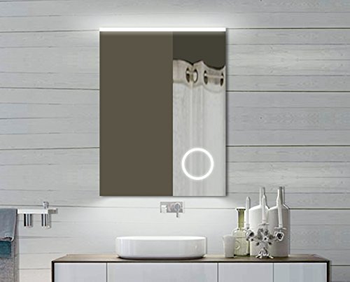 Lux-aqua Design LED Badezimmerspiegel Badspiegel Lichtspiegel mit Schminkspiegel mit Beleuchtung 60x80 cm