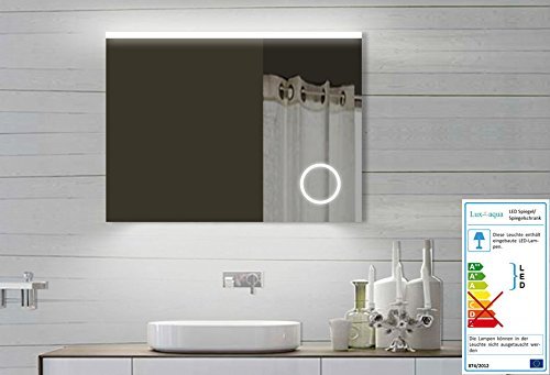 Lux-aqua Design LED Badezimmerspiegel Badspiegel Lichtspiegel mit Schminkspiegel mit Beleuchtung 80x60 cm