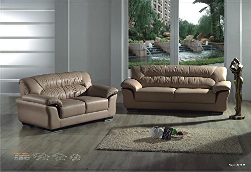 Design Voll-Leder-Sofa-Garnitur-Polstermöbel-Ledergarnitur Ledercouch Sessel 327-3+2-braun