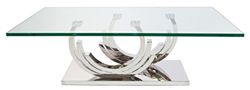 Designer Couchtisch Edelstahl Wohnzimmertisch Glastisch Glas Hochglanz 130cmx70cmx42cm