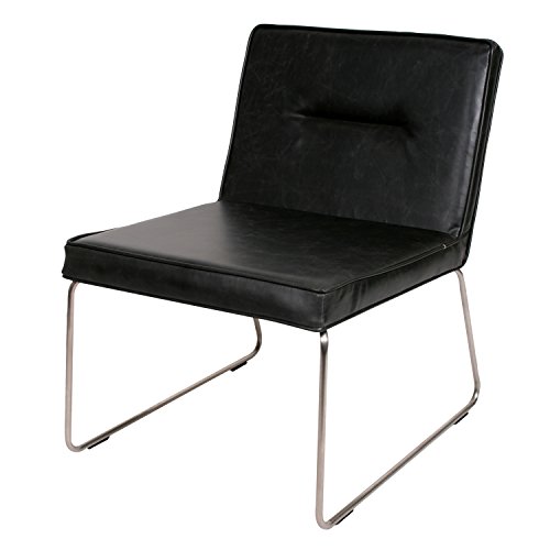 BUTIK Designer Loungesessel / Fauteuil Lefty Vintage Schwarz - Maße 55x48x73 cm - aus hochwertigem PU-Leder