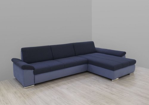 Dreams4Home Polsterecke Moto Ecksofa Couch Sofa Wohnzimmer Polstergarnitur inkl. Schlaffunktion blau