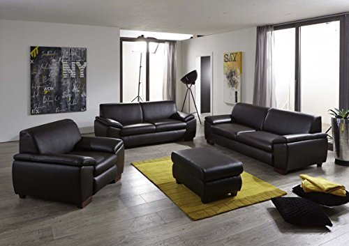 Dreams4Home Sofagarnitur 'Loft', Sofa, Wohnzimmer, braun, Kunstleder, Sessel, Couch, Hocker