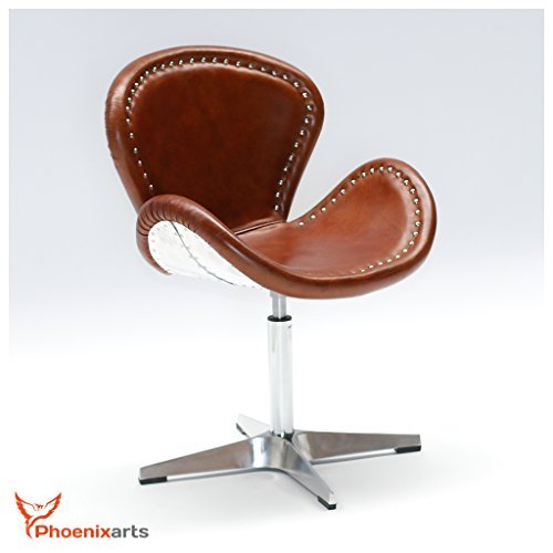 Phoenixarts Echtleder Vintage Ledersessel Braun Design Sessel Loft Drehsessel Lounge Clubsessel Möbel NEU 537