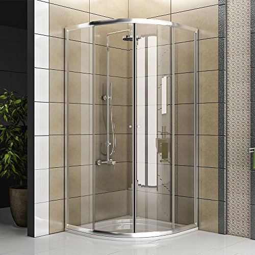 Duschabtrennung Viertelkreis / Echtglas Dusche / Duschkabine / Duschabtrennung / Modell Fugo-Viertelkreis / 80 x 80 x 190 cm / Top Angebot