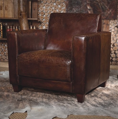 Phoenixarts Echtleder Vintage Sessel Ledersessel Braun Antik Design Lounge Retro Sofa Möbel NEU 441