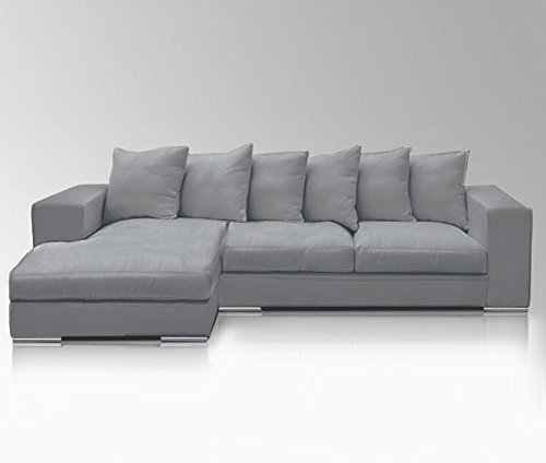 Amaris Elements | 'Newman', Ecksofa, große Couch, Ecke links, hell grau, Mikrofaser, 295x106/165x89/45 cm