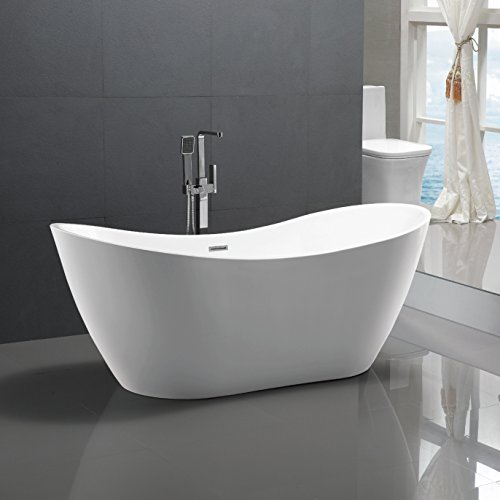 Freistehende Badewanne Bremen 180x80cm Sanitäracryl Weiß Modern ohne Armatur