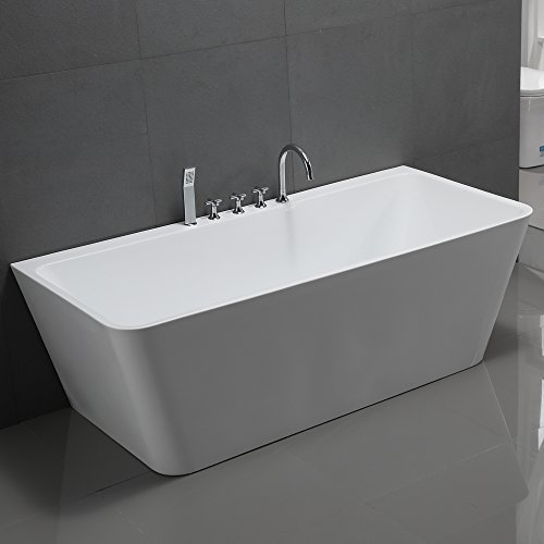 Freistehende Badewanne mit Armatur Acryl weiß Modern 170x80cm Sylt