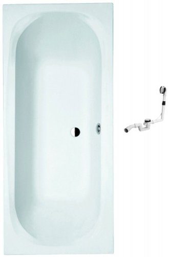 Galdem Badewannen Set GABWSET119AT, 180 x 80 cm, hochwertiges Wannen komplett SET bestehend aus einer Rechteck Acryl Design Badewanne, Wannenträger aus Styropor so