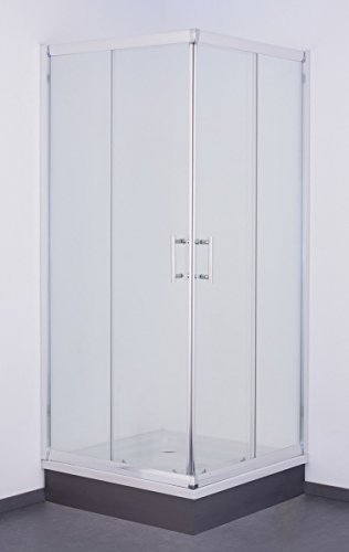 Galdem Duschabtrennung Economy 5 mm Duschkabine Dusche Echtglas Sicherheitsglas Bad Badezimmer (80 x 80 x 190 cm Eckig)