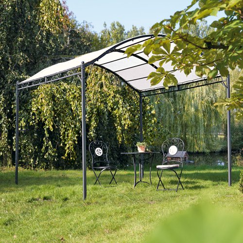Garten-Pavillon Eisengestell creme/schwarz ca. 295 x 300 x 265 cm