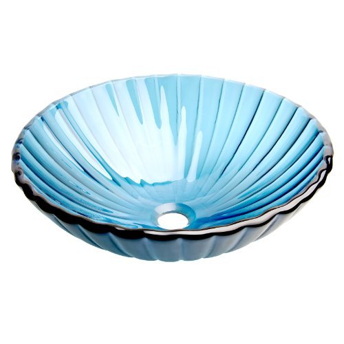 Glas Aufsatzwaschbecken "Blue Ocean" 43 cm rund Waschbecken Waschschale Schale Aufsatz Becken Design Glaswaschbecken Waschtisch Waschplatz Blau