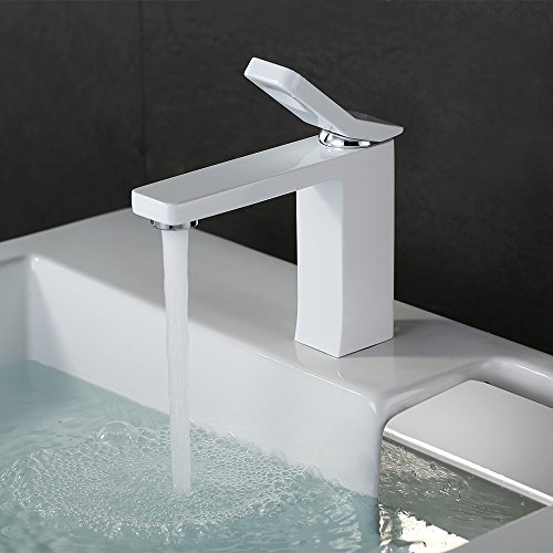 Homelody Weiss Lack Wasserhahn Einhebelmischer Badarmatur Waschtischarmatur Waschbeckenarmatur Armatur für Badezimmer