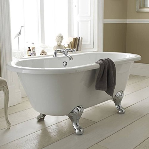 Hudson Reed Freistehende Badewanne Wanne Standbadewanne mit Füßen - 1500 x 650 mm - Acryl Weiß