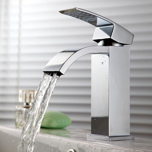 KES Einhebel Wasserhahn Armatur Waschtischarmatur Wasserfall Einhandmischer für Badezimmer Waschbecken, Verchromt, L3109A