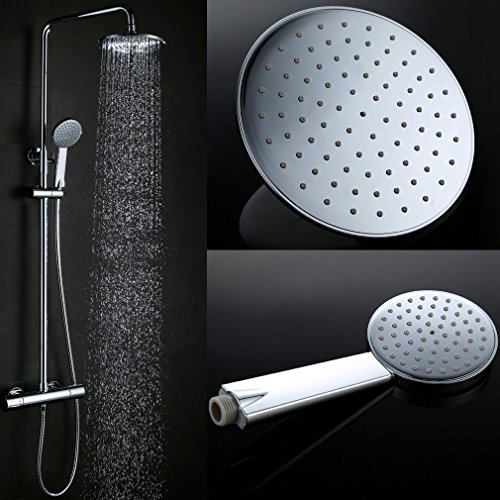KINSE® Duschsystem mit Brausethermostat inkl. Handbrause und Regenbrause