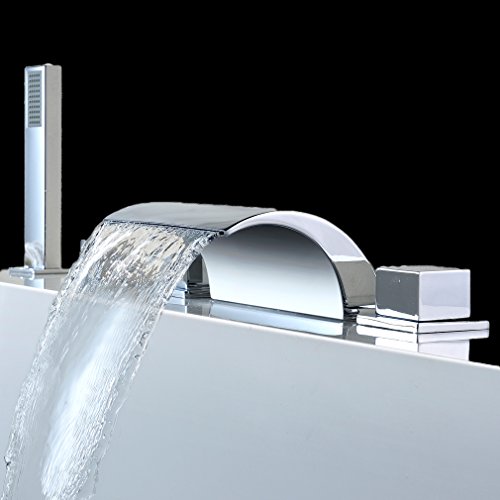 Kinse® Elegant Chrom Brauseset Duschsystem Wannenbatterie Badewannenarmatur mit Brauseset inkl. Handbrause und Badewannenarmatur