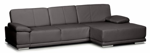 Cavadore Ledersofa Corianne / Couch in Echtleder in modernem Design / Inkl. beidseitiger Armteilverstellung und Longchair rechts / Größe: 282 x 80 x 162 (BxHxT) / Bezug: Echtleder schwarz